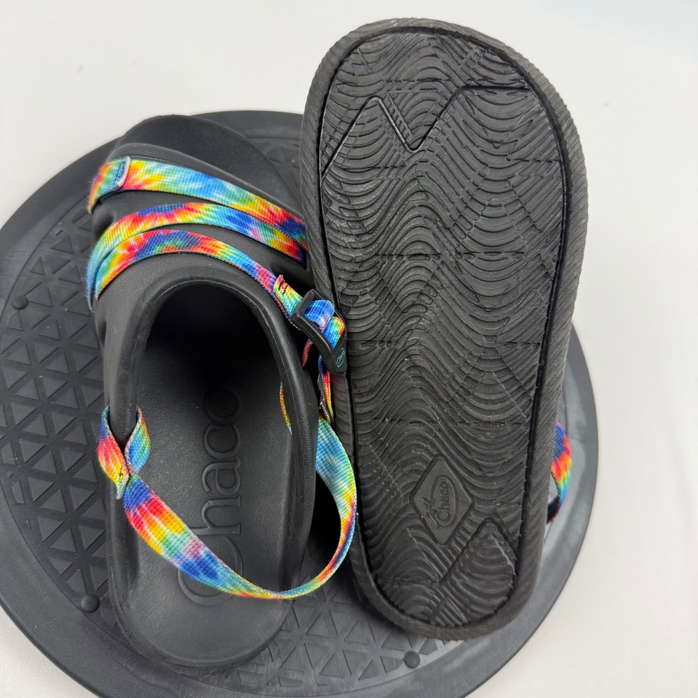 Chaco Chillos Kids Junior 4 Rainbow Tie Dye Black Slide Sandals J107383 - Picture 10 of 14
